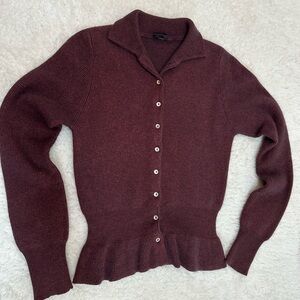 Bruuns Bazaar Burgundy Women's wool angora cardigan Sweater size medium
